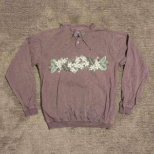 Crazy Shirts Hawaii Original Wine Dyed Purple Floral Cotton Pullover - Medium